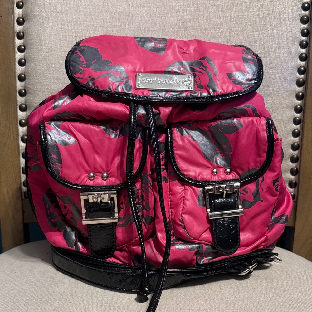 Betsey Johnson Floral Puffy Cargo Backpack